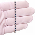 9K White Gold Tennis Bracelet, 4.4TCW, Saphire/Diamond, Lab Grown (CVD), 7"