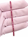 9K Rose Gold Tennis Bracelet, 5.5Tcw Pink Saphire/Ruby, 7"