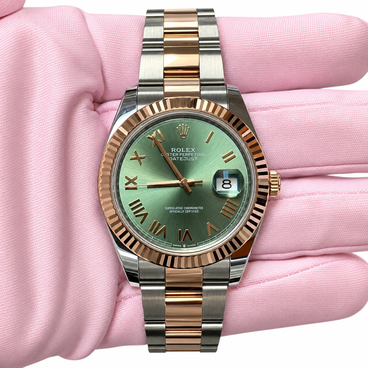 2026 Rolex Datejust 41 Two-Tone Rose Gold, Mint Green Dial, 126331 Unworn, Watch and Card