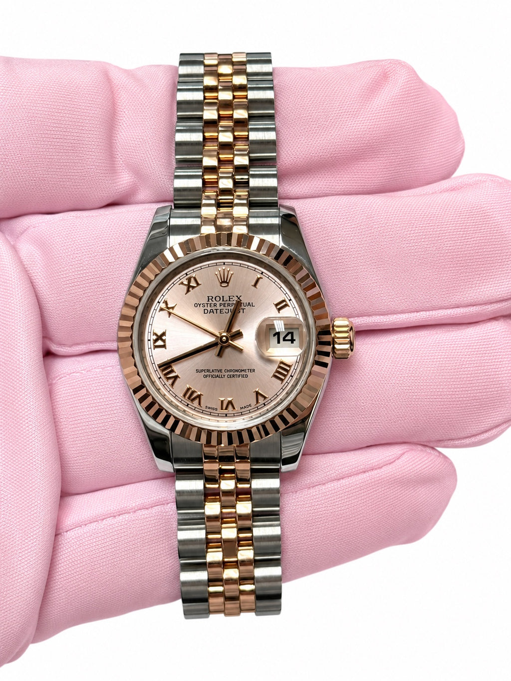 Rolex Datejust 26 179171 Two Tone Everose Gold 2008 Watch & Card Good Condition