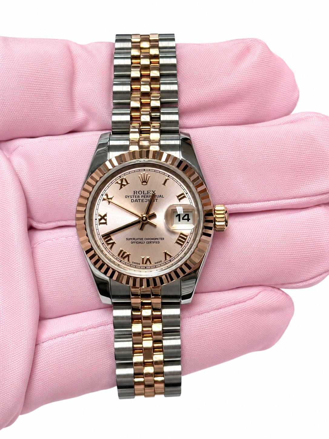 Rolex Datejust 26 179171 Two Tone Everose Gold 2008 Watch & Card Good Condition