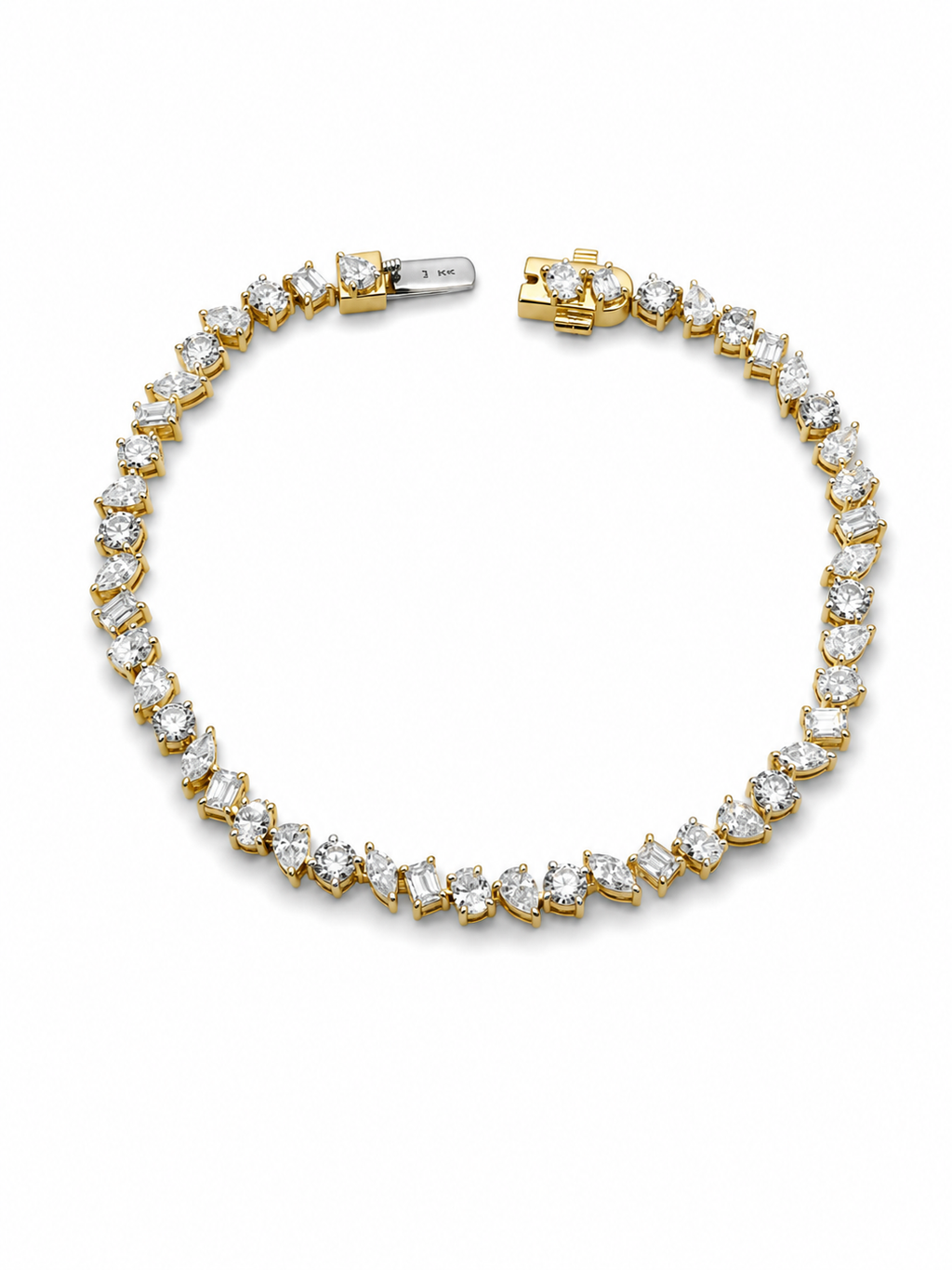14K Yellow Gold 11 CTW Multi-Shape Lab-Grown Diamond Tennis Bracelet