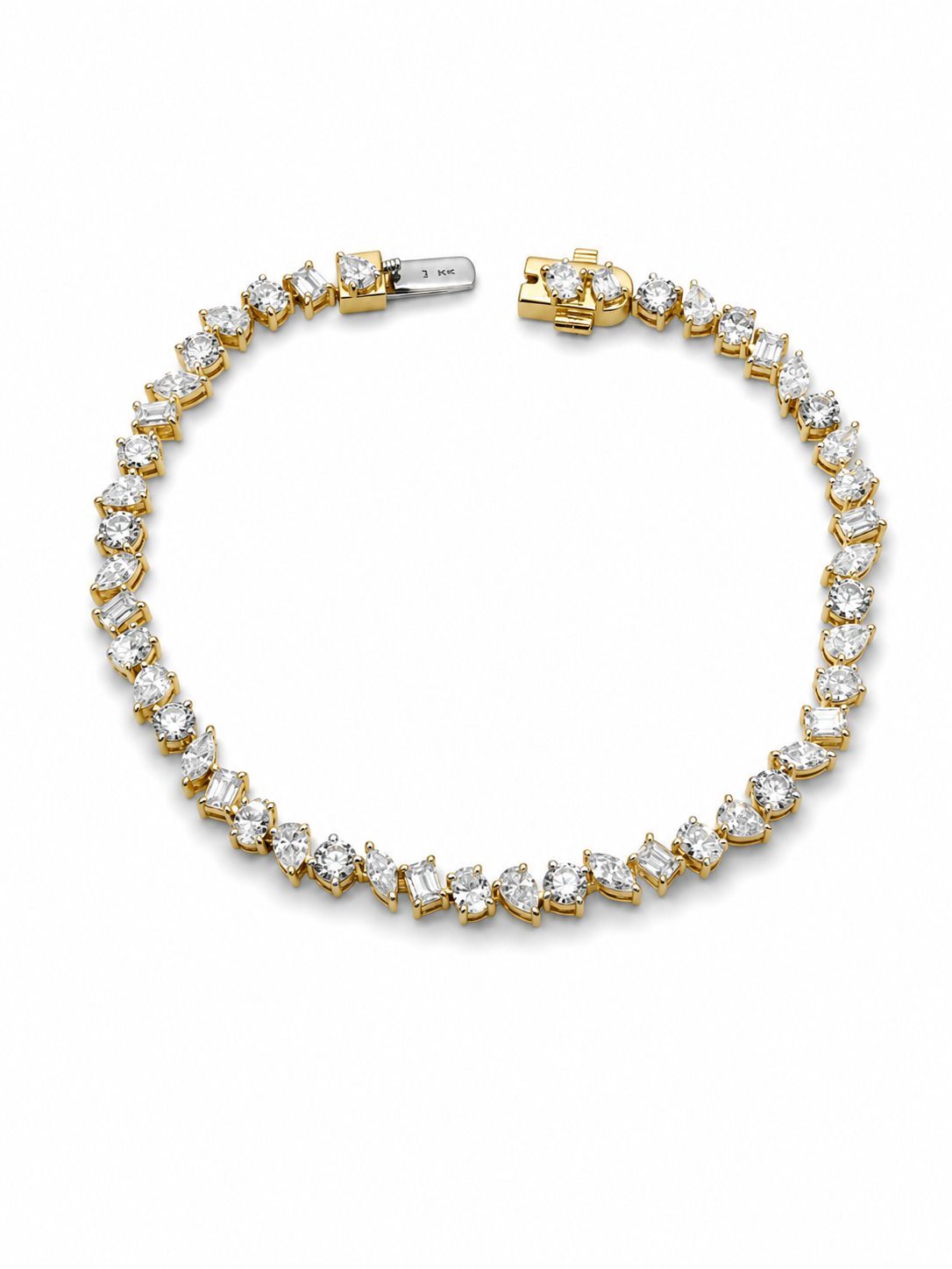14K Yellow Gold 11 CTW Multi-Shape Lab-Grown Diamond Tennis Bracelet