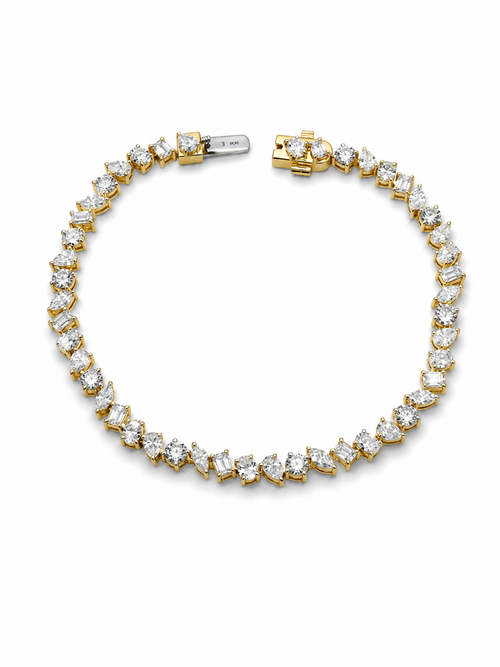 14K Yellow Gold 11 CTW Multi-Shape Lab-Grown Diamond Tennis Bracelet