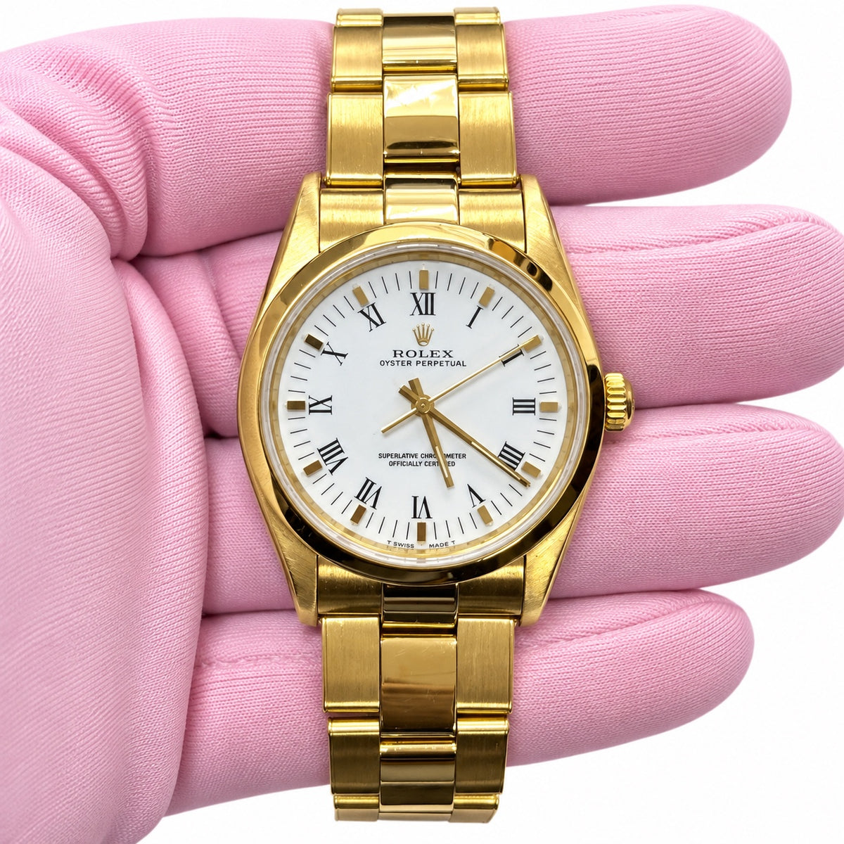 Rolex 67488 Pre-Owned Good Watch Only, 18k Yellow Gold White Dial