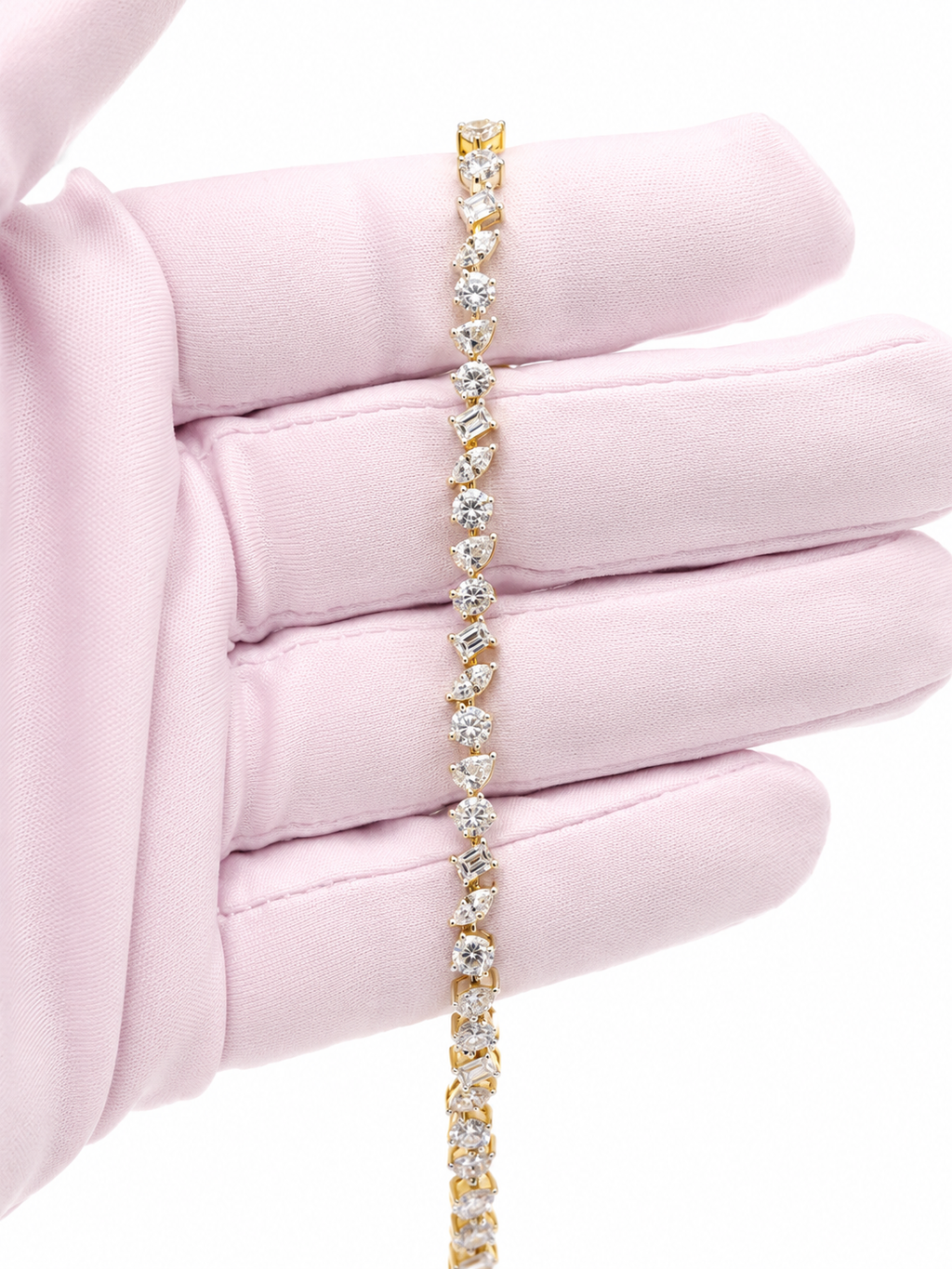 14K Yellow Gold 11 CTW Multi-Shape Lab-Grown Diamond Tennis Bracelet