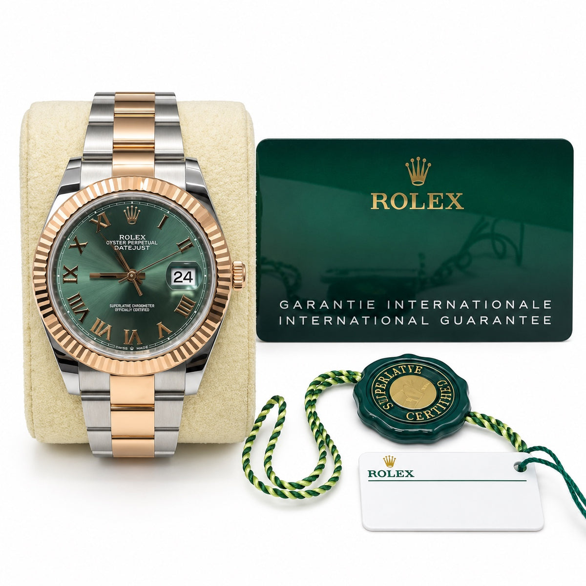 2026 Rolex Datejust 41 Two-Tone Rose Gold, Mint Green Dial, 126331 Unworn, Watch and Card