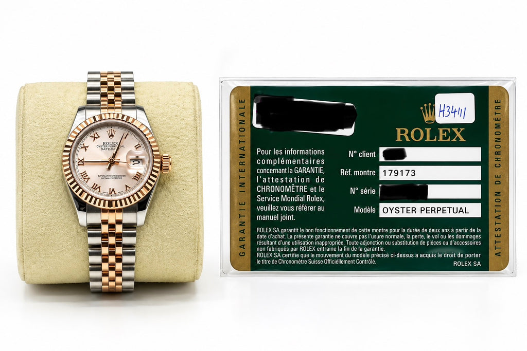 Rolex Datejust 26 179171 Two Tone Everose Gold 2008 Watch & Card Good Condition