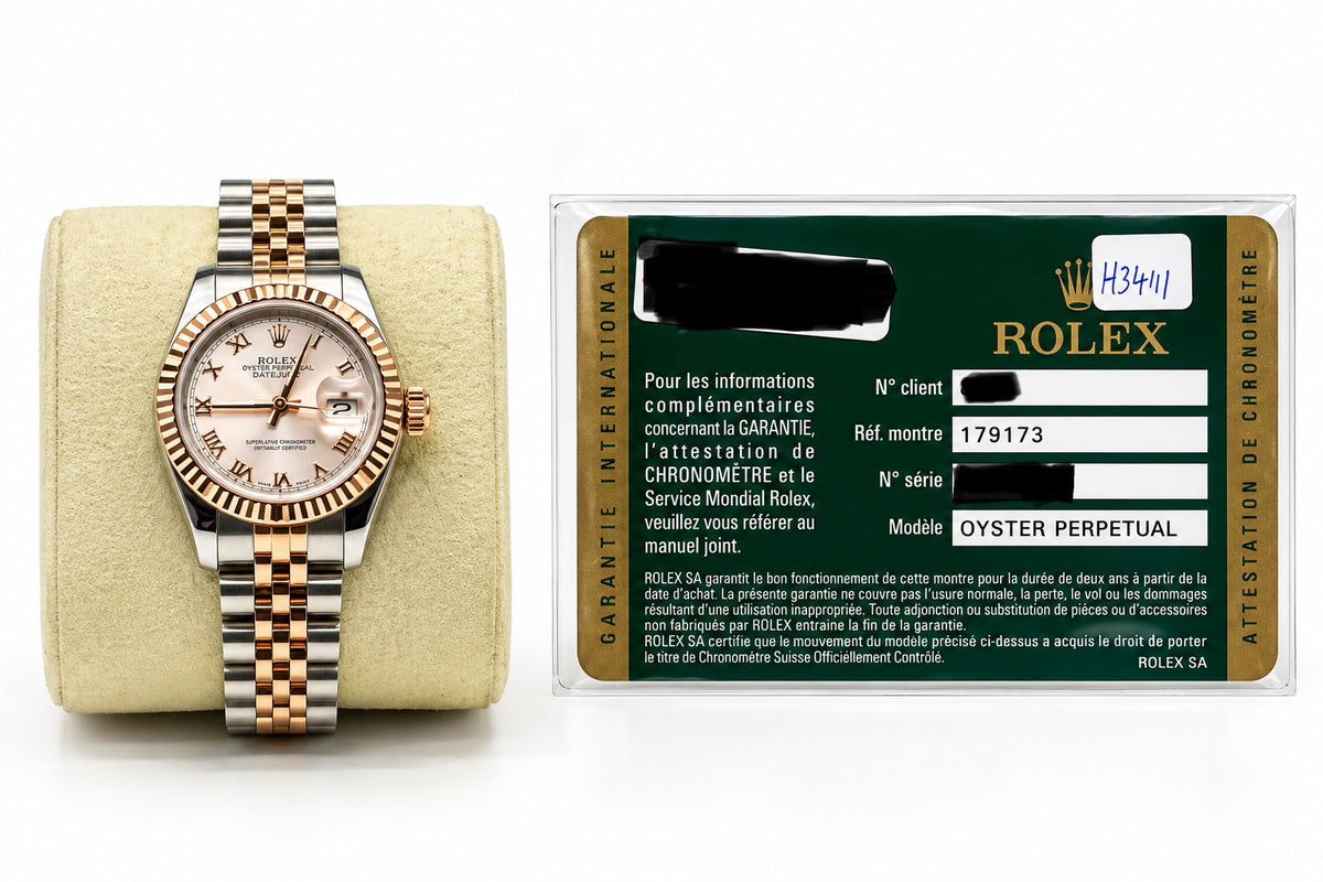 Rolex Datejust 26 179171 Two Tone Everose Gold 2008 Watch & Card Good Condition