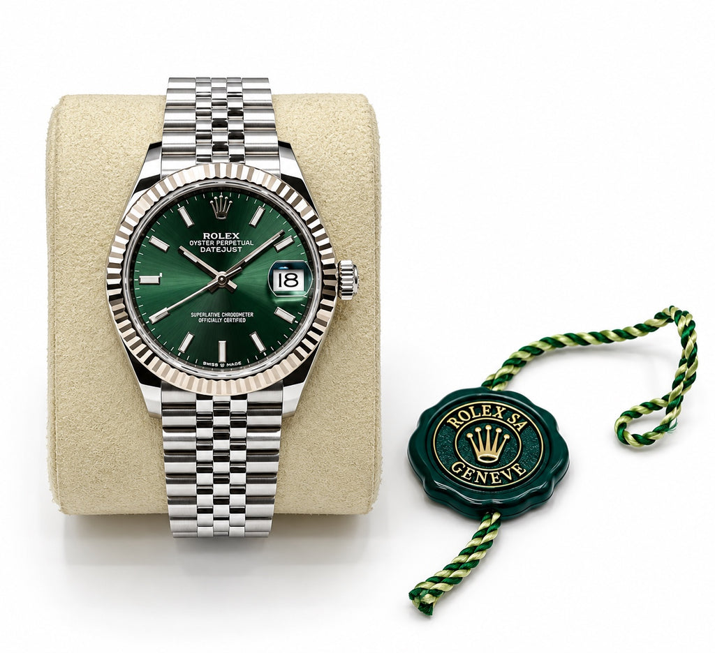 Rolex Datejust 31mm 278274-0018 Mint Green Dial 18K White Gold Fluted Bezel Jubilee 2026 – Unworn – Watch & Card