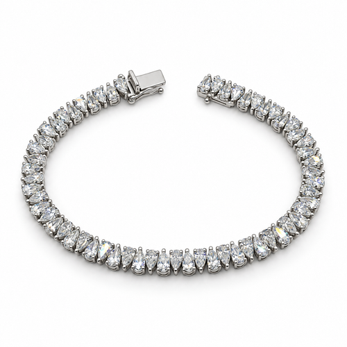 14K White Gold 10.19 CTW Lab-Grown Pear Diamond Tennis Bracelet – 7"