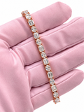 14K Rose Gold 15.75 CTW Lab-Grown Oval & Emerald Cut Diamond Tennis Bracelet – 7"
