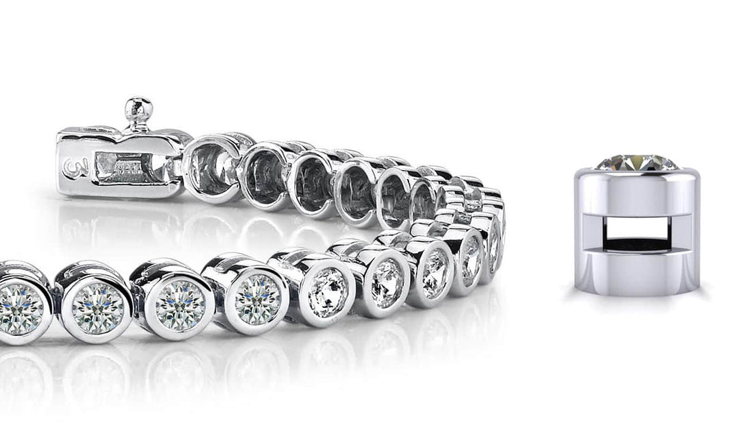 Classic Round Bezel Set Diamond  Tennis Bracelet with 8.00 ct.(finished) 4.0mm
