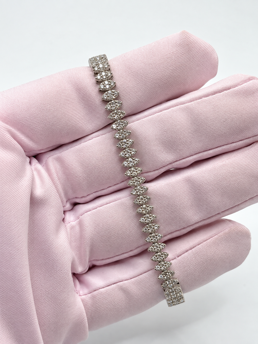 14K White Gold 2.50 CTW Natural Diamond Marquise Cluster Tennis Bracelet – 7"