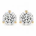 14K Yellow Gold Lab-Grown Diamond Stud Earrings – 3-Prong Martini Screw Back 1.00-4.00TCW