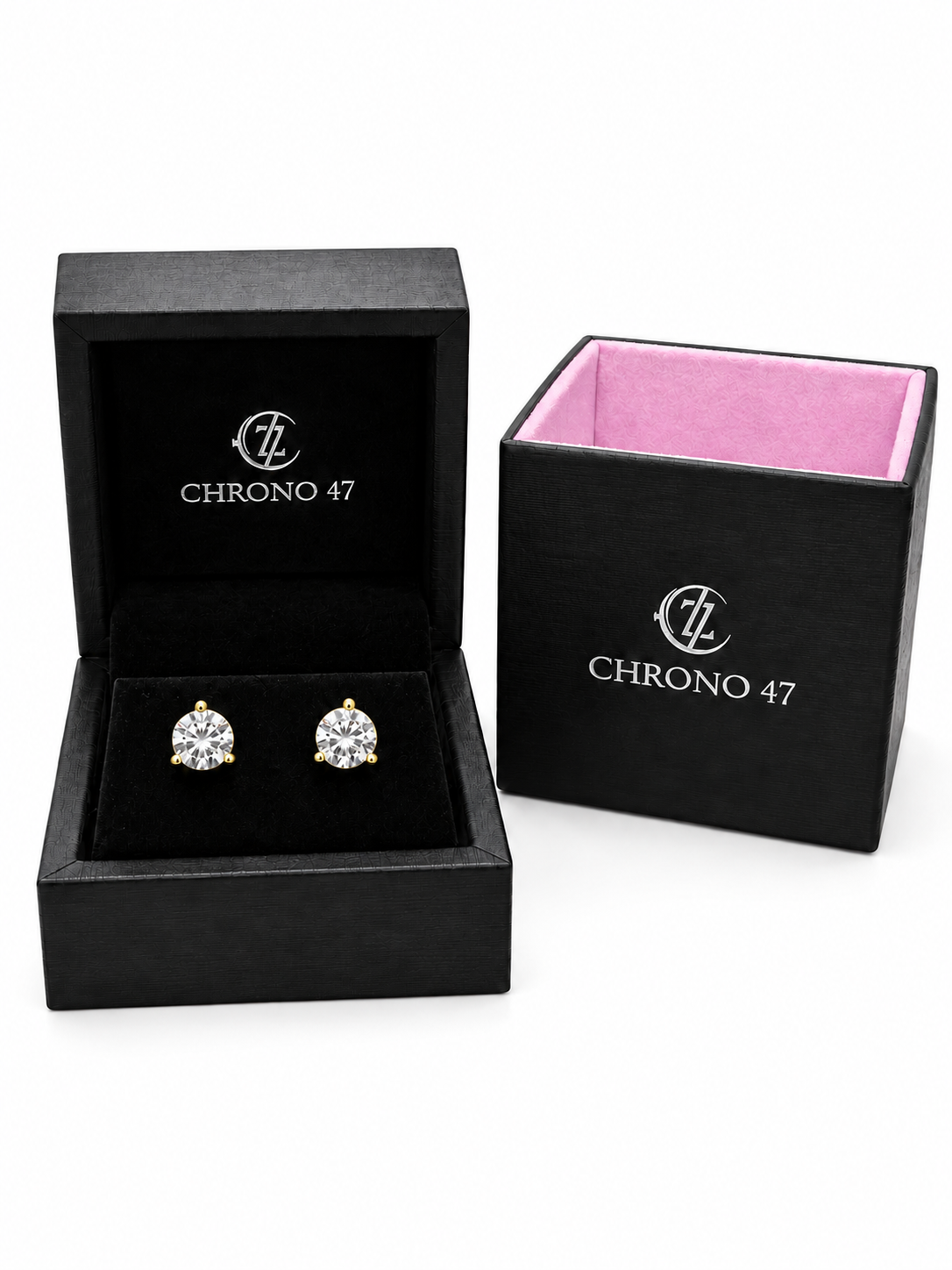 14K Yellow Gold Lab-Grown Diamond Stud Earrings – 3-Prong Martini Screw Back 1.00-4.00TCW