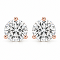 14K Rose Gold Lab-Grown Diamond Stud Earrings – 3-Prong Martini Screw Back