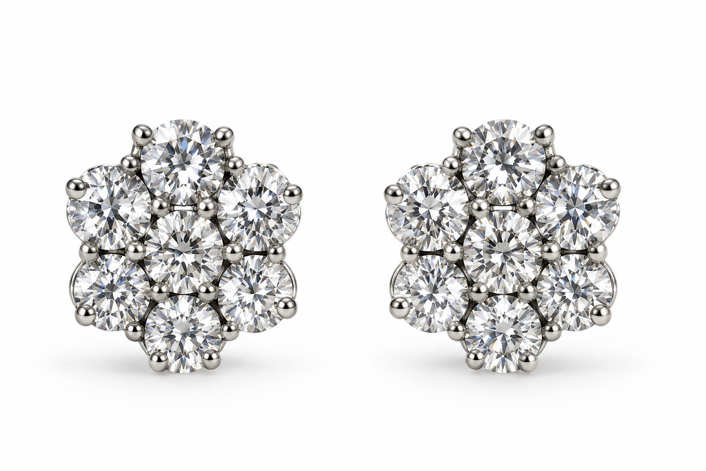 14K White Gold 7 CTW Lab-Grown Diamond Floral Stud Earrings