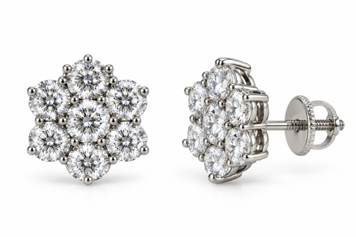 14K White Gold 7 CTW Lab-Grown Diamond Floral Stud Earrings