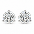 14K White Gold Lab-Grown Diamond Stud Earrings – 3-Prong Martini Screw Back 1.00-4.00TCW