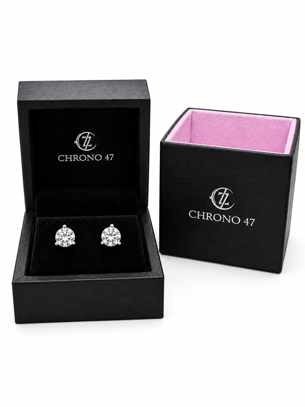 14K White Gold Lab-Grown Diamond Stud Earrings – 3-Prong Martini Screw Back 1.00-4.00TCW