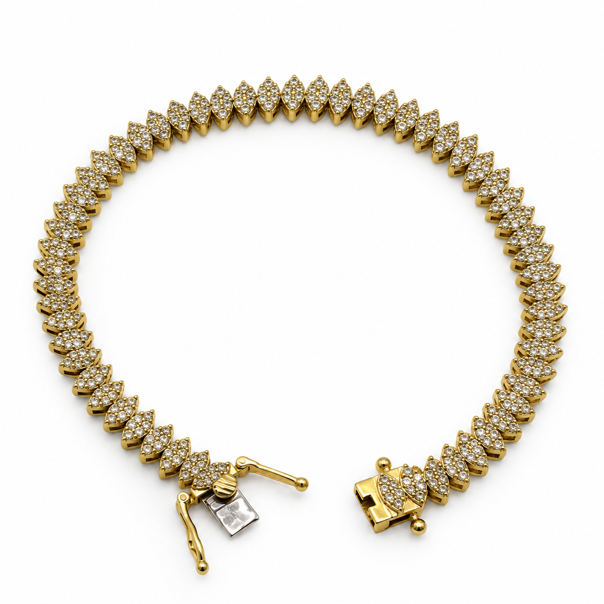 14K Yellow Gold 2.50 CTW Natural Diamond Marquise Cluster Tennis Bracelet – 7"
