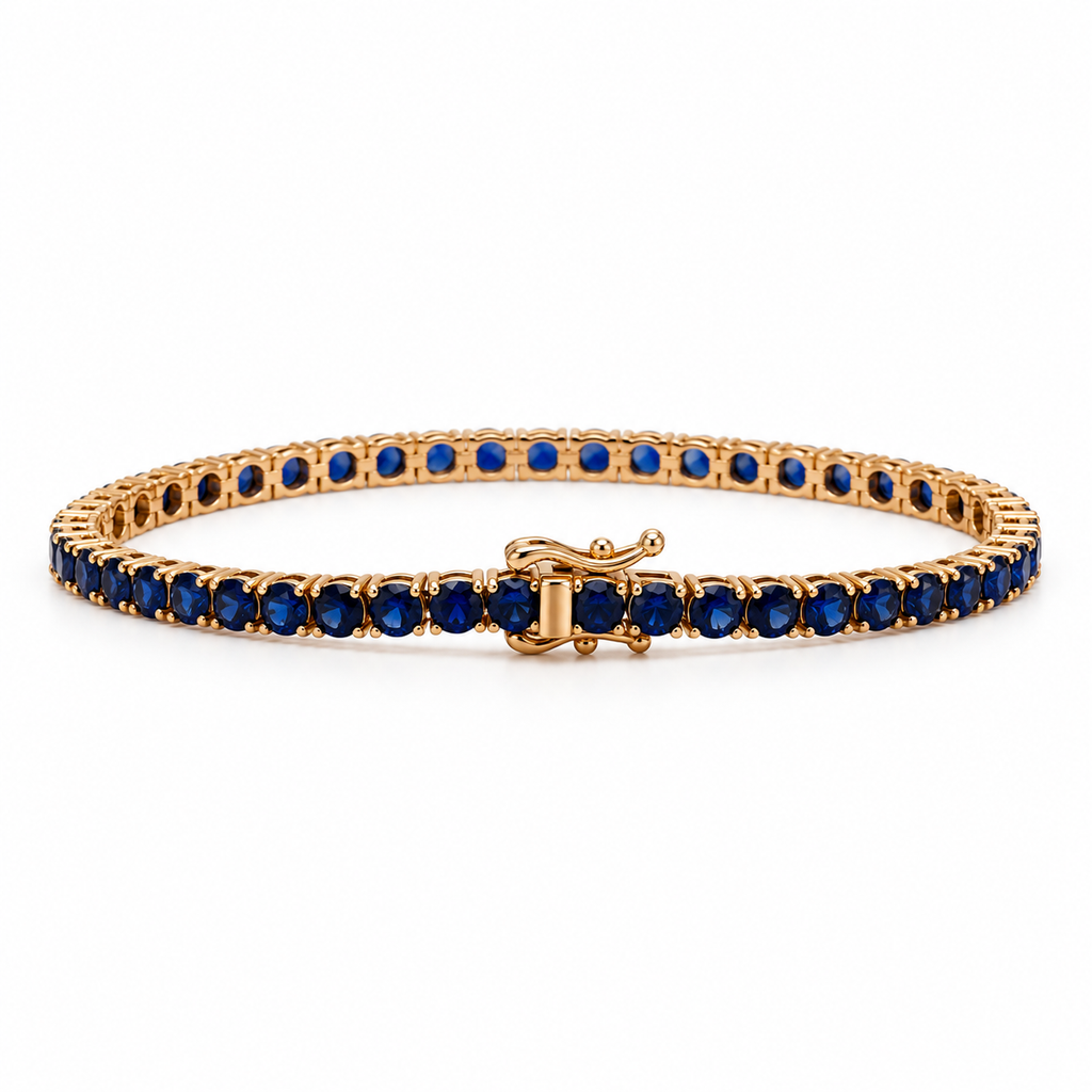 14K Rose Gold 9 CTW Lab-Grown Blue Sapphire Tennis Bracelet – 7"