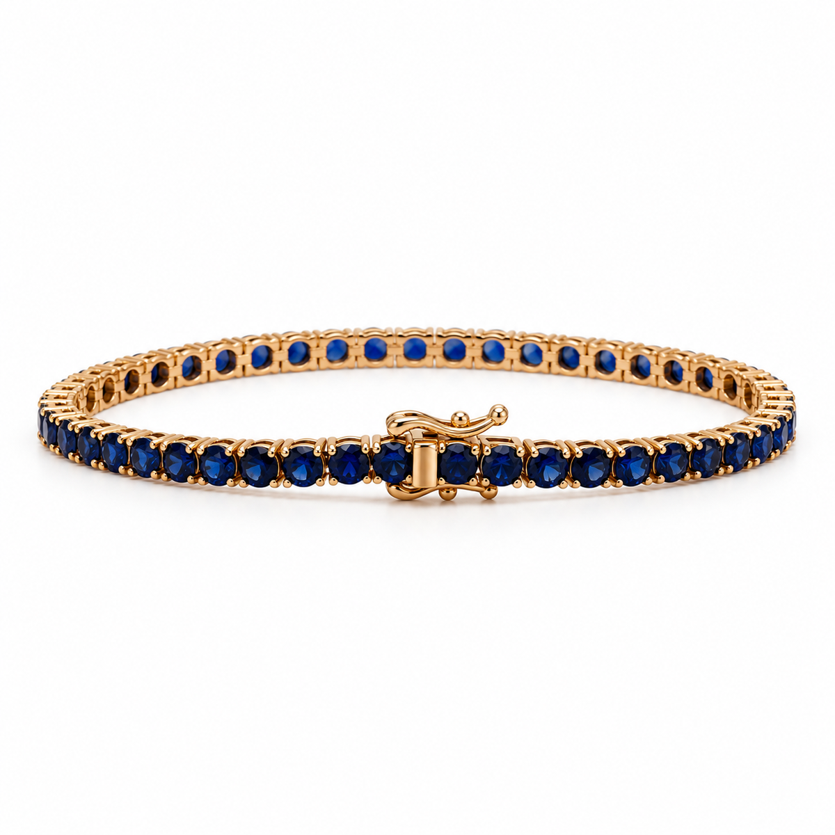 14K Rose Gold 9 CTW Lab-Grown Blue Sapphire Tennis Bracelet – 7"