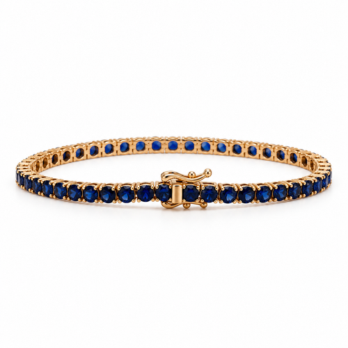 14K Rose Gold 9 CTW Lab-Grown Blue Sapphire Tennis Bracelet – 7"