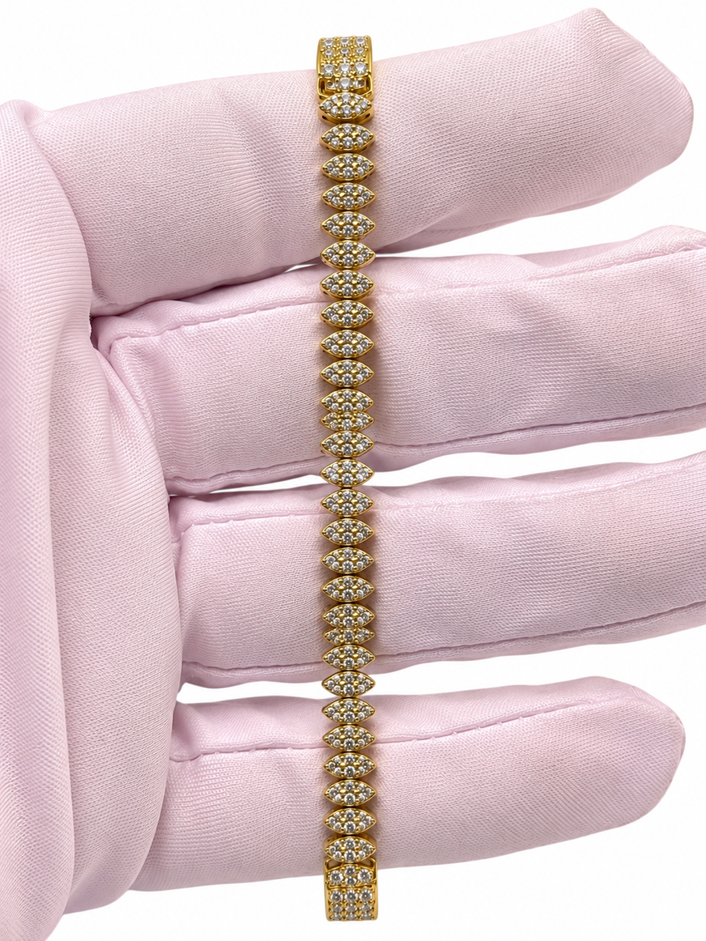 14K Yellow Gold 2.50 CTW Natural Diamond Marquise Cluster Tennis Bracelet – 7"