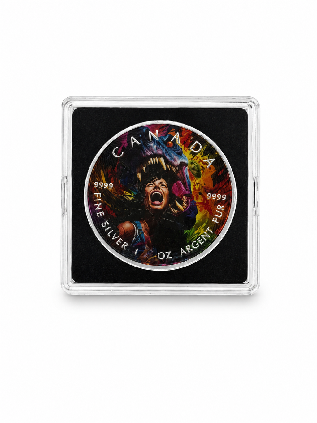 2025 Canada 1 oz Silver “Dinosaur Attack” Colorized Coin – Ultra Limited Mintage