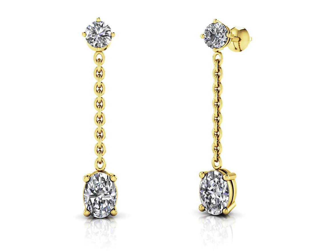 Modern Oval Diamond Drop Earrings Lab-Grown Diamond  with 3.62 ct.(finished) 8x6mm, 3.8mm