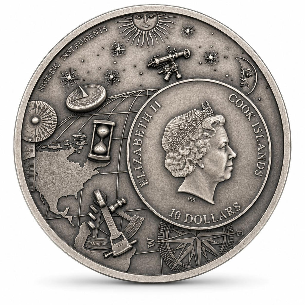 Cook Islands “Historical Instruments – Astrolabe” 2023 2.3 oz .999 Fine Silver Coin