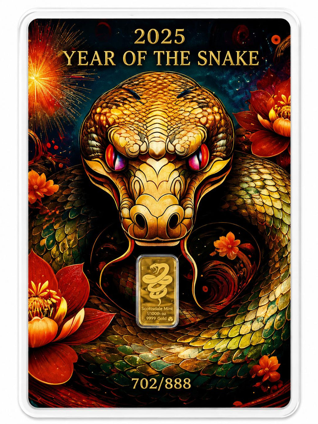 2025 Year of the Snake 1/100th oz .9999 Fine Gold Bar – Limited Edition