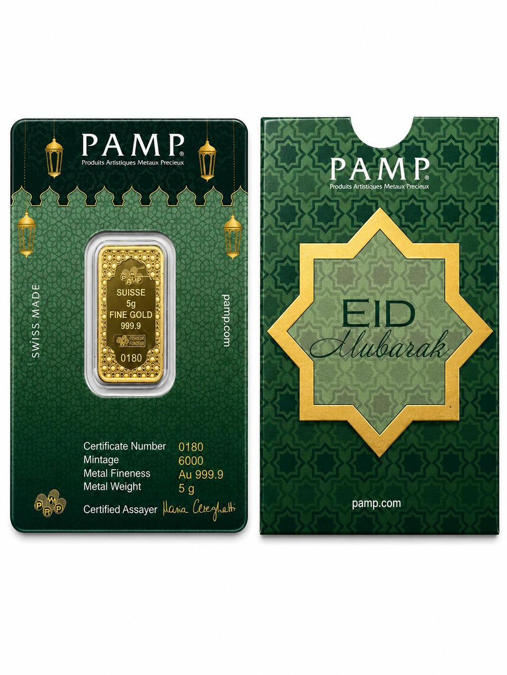 PAMP Suisse 5g .9999 Fine Gold “Eid Mubarak” Limited Edition Gold Bar