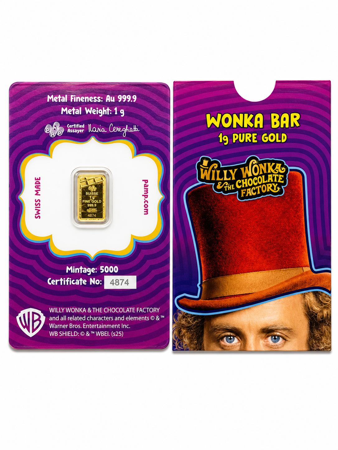 Willy Wonka & The Chocolate Factory™ “Wonka Bar” 1g 24KT Gold Bar