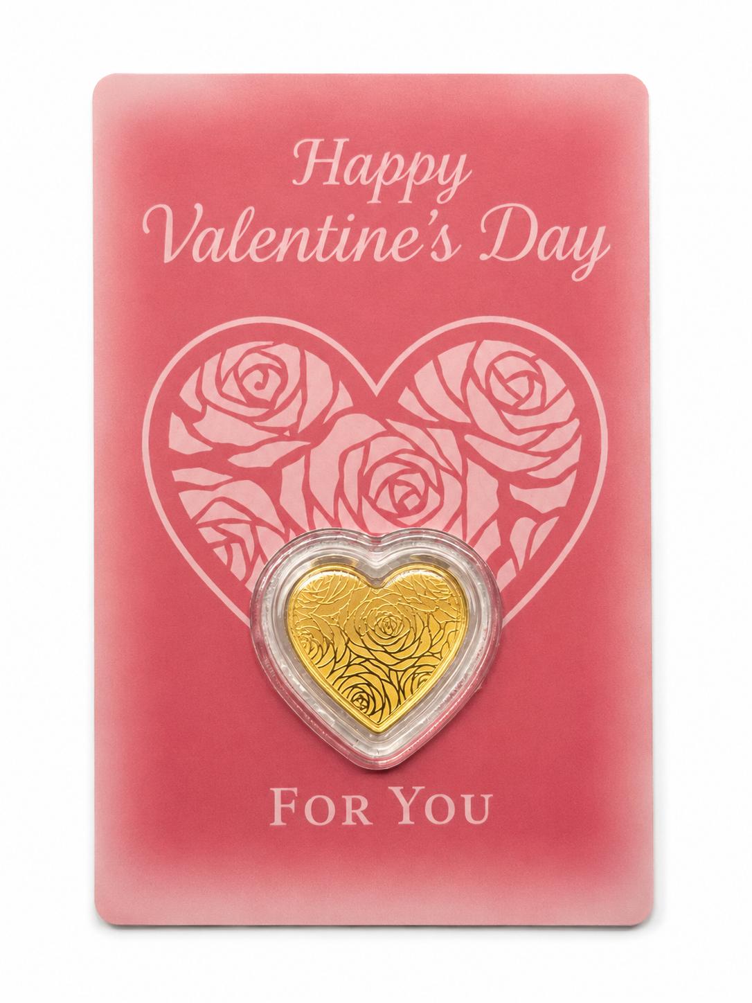 Happy Valentine’s Day Heart-Shaped Gold Collectible Coin / Bar