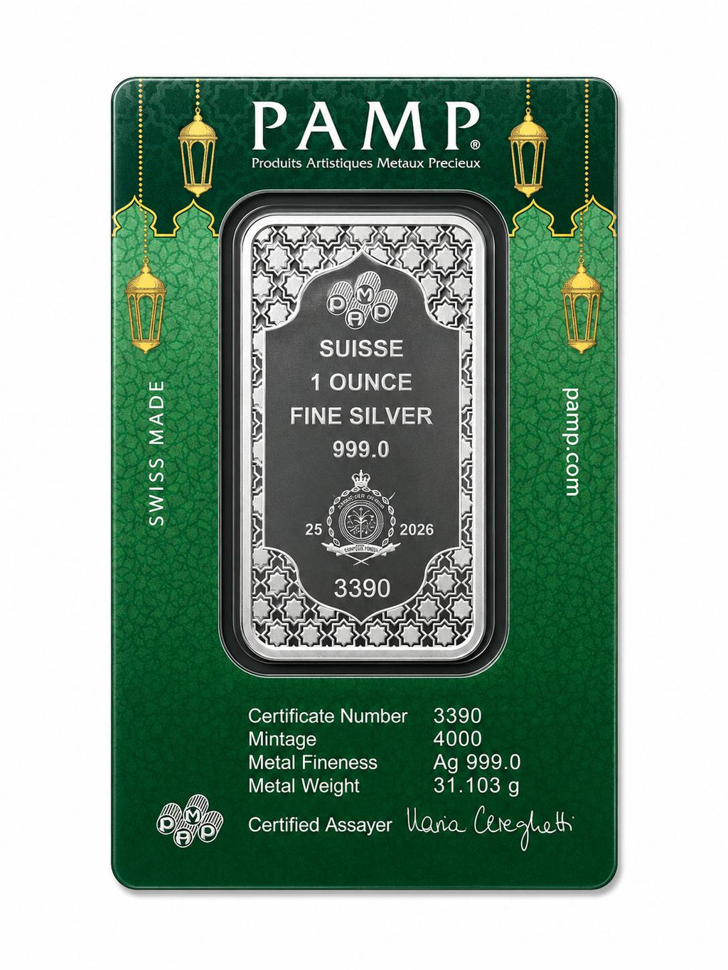 PAMP Eid Mubarak 1 Oz Silver Bar – Limited Edition