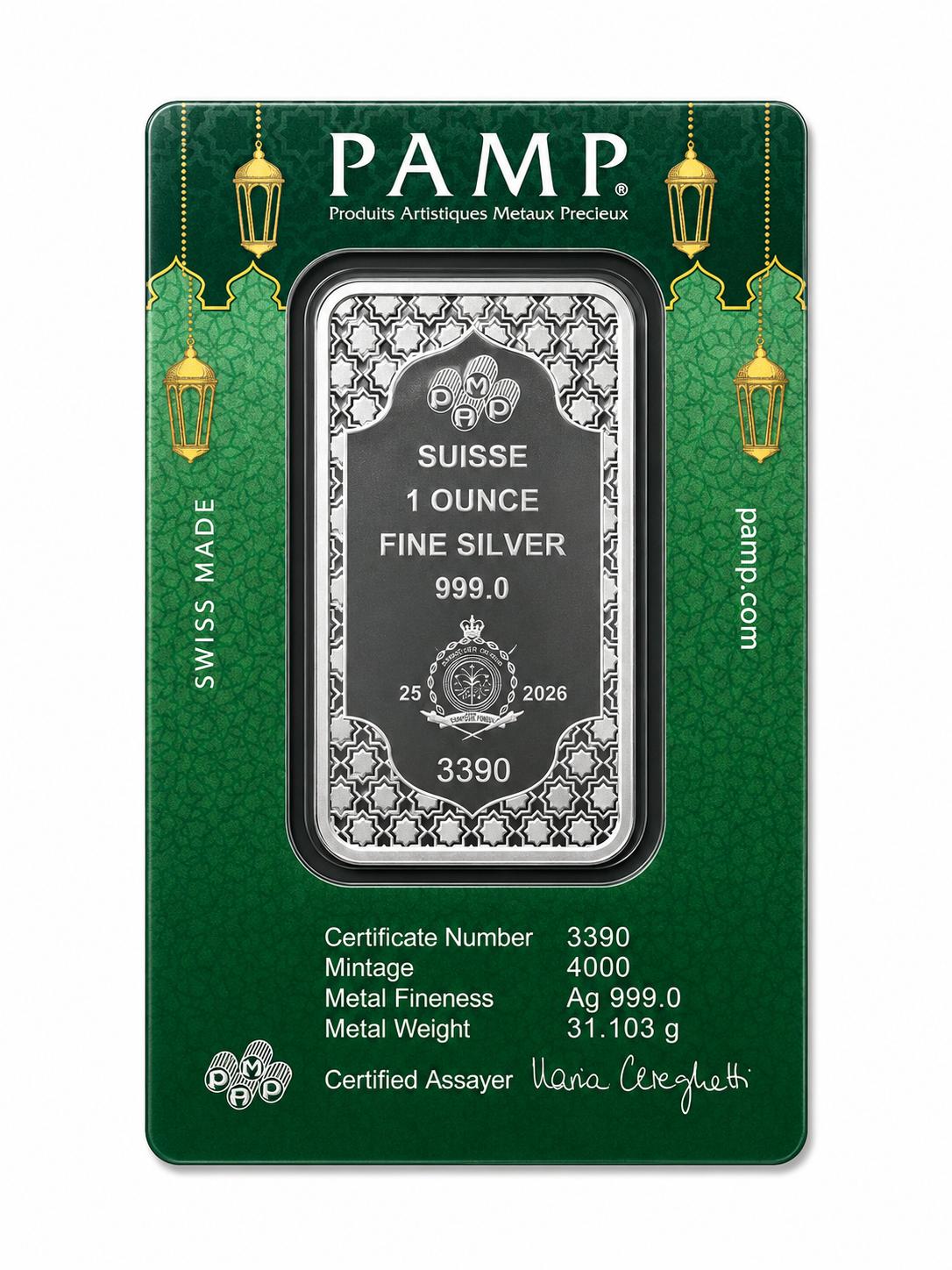 PAMP Eid Mubarak 1 Oz Silver Bar – Limited Edition