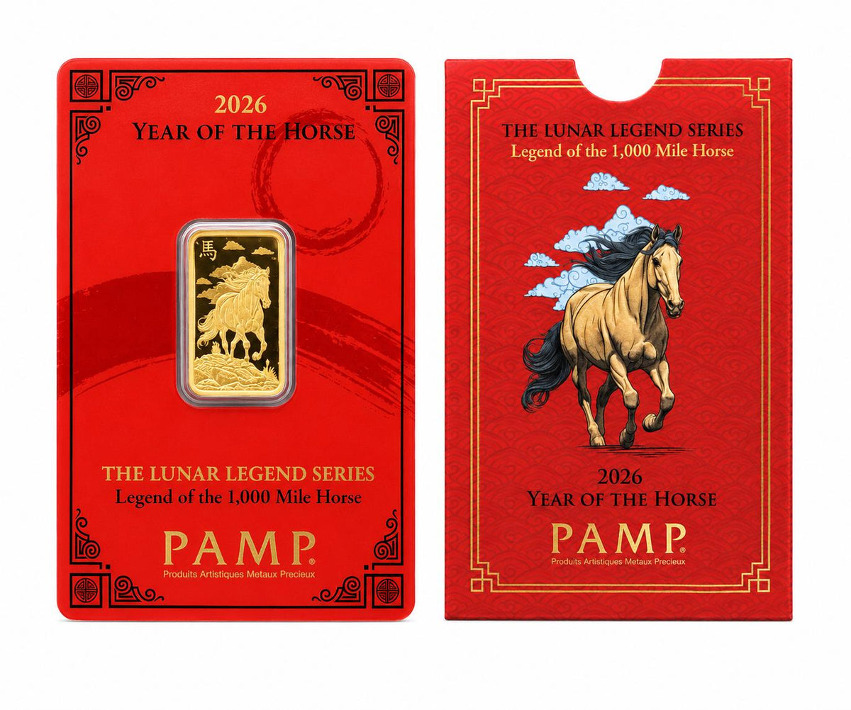 2026 PAMP Lunar Legend Series “Legend of the 1,000 Mile Horse” 5g .9999 Fine Gold Bar
