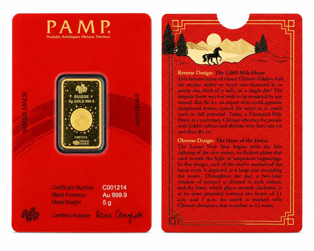 2026 PAMP Lunar Legend Series “Legend of the 1,000 Mile Horse” 5g .9999 Fine Gold Bar