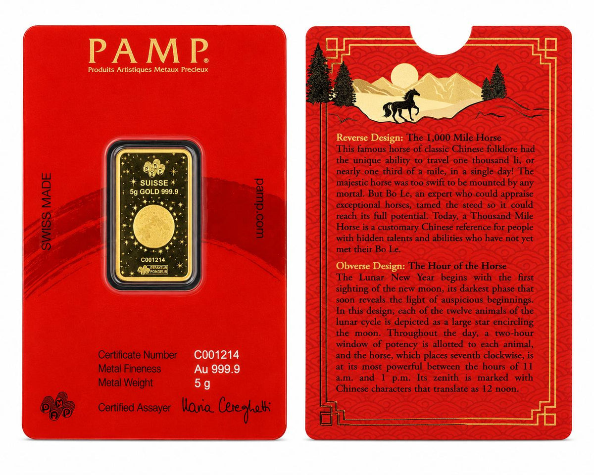 2026 PAMP Lunar Legend Series “Legend of the 1,000 Mile Horse” 5g .9999 Fine Gold Bar