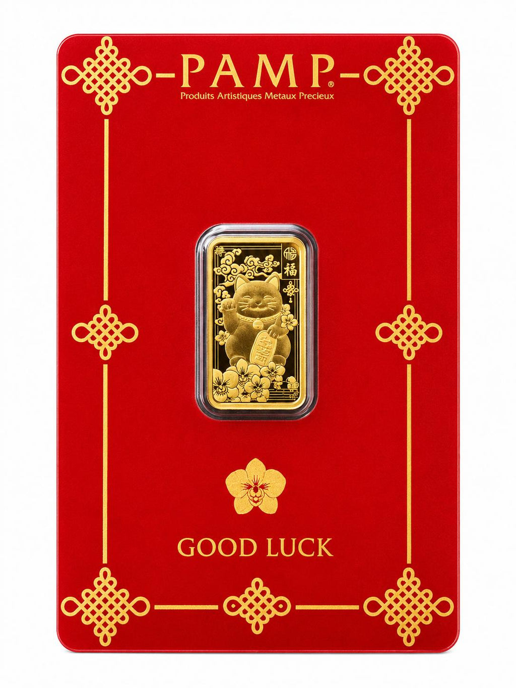 PAMP Suisse “Good Luck” Lucky Cat 2.5g .9999 Fine Gold Bar Set