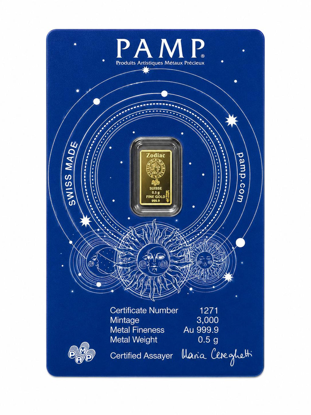 PAMP Sagittarius Zodiac 0.5g .9999 Fine Gold Bar