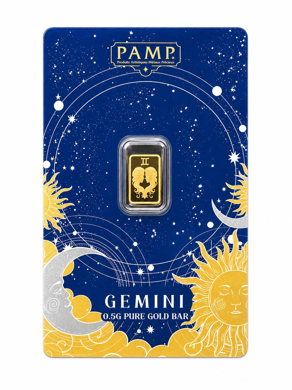 PAMP Gemini Zodiac 0.5g .9999 Fine Gold Bar