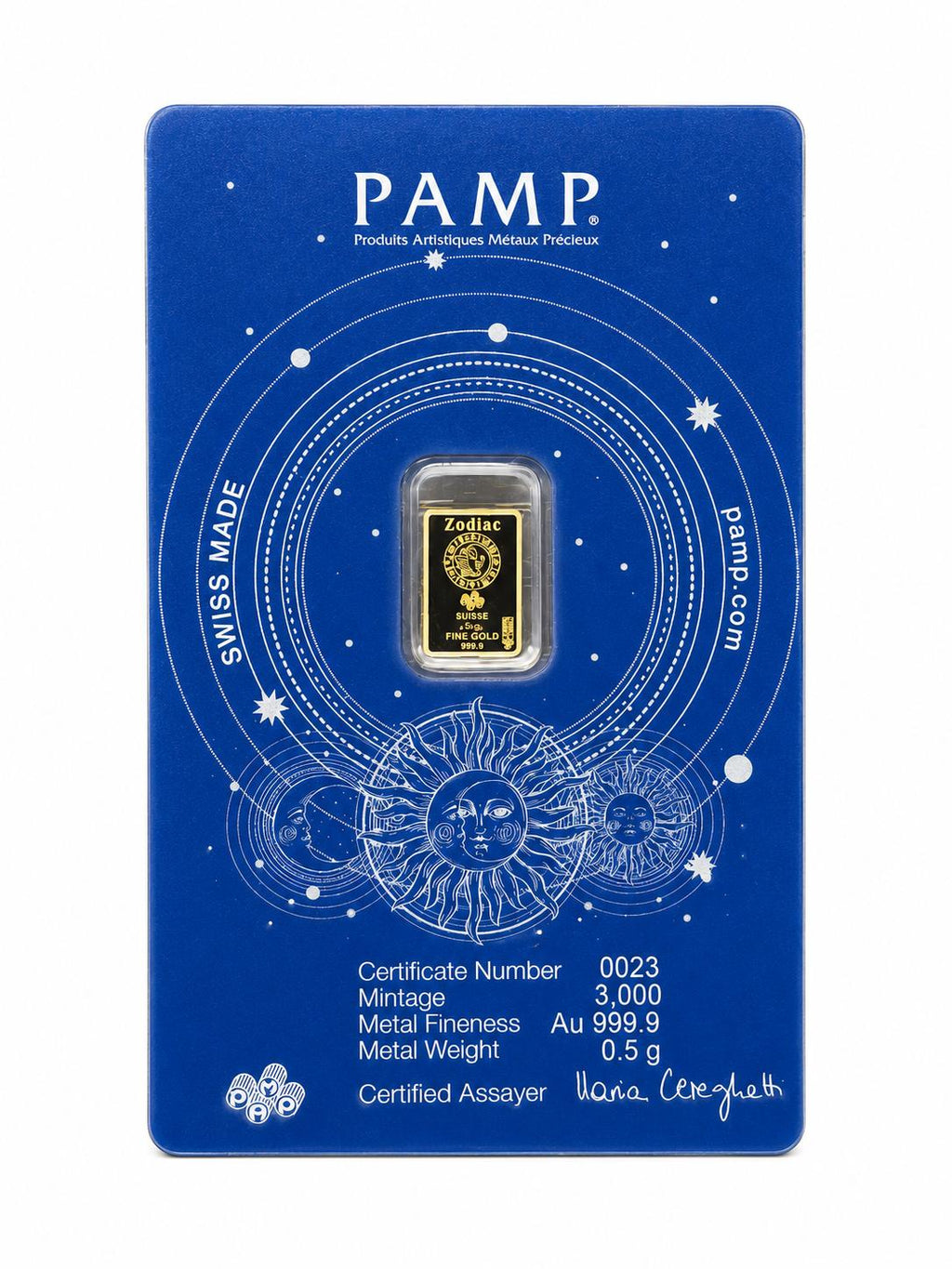 PAMP Gemini Zodiac 0.5g .9999 Fine Gold Bar