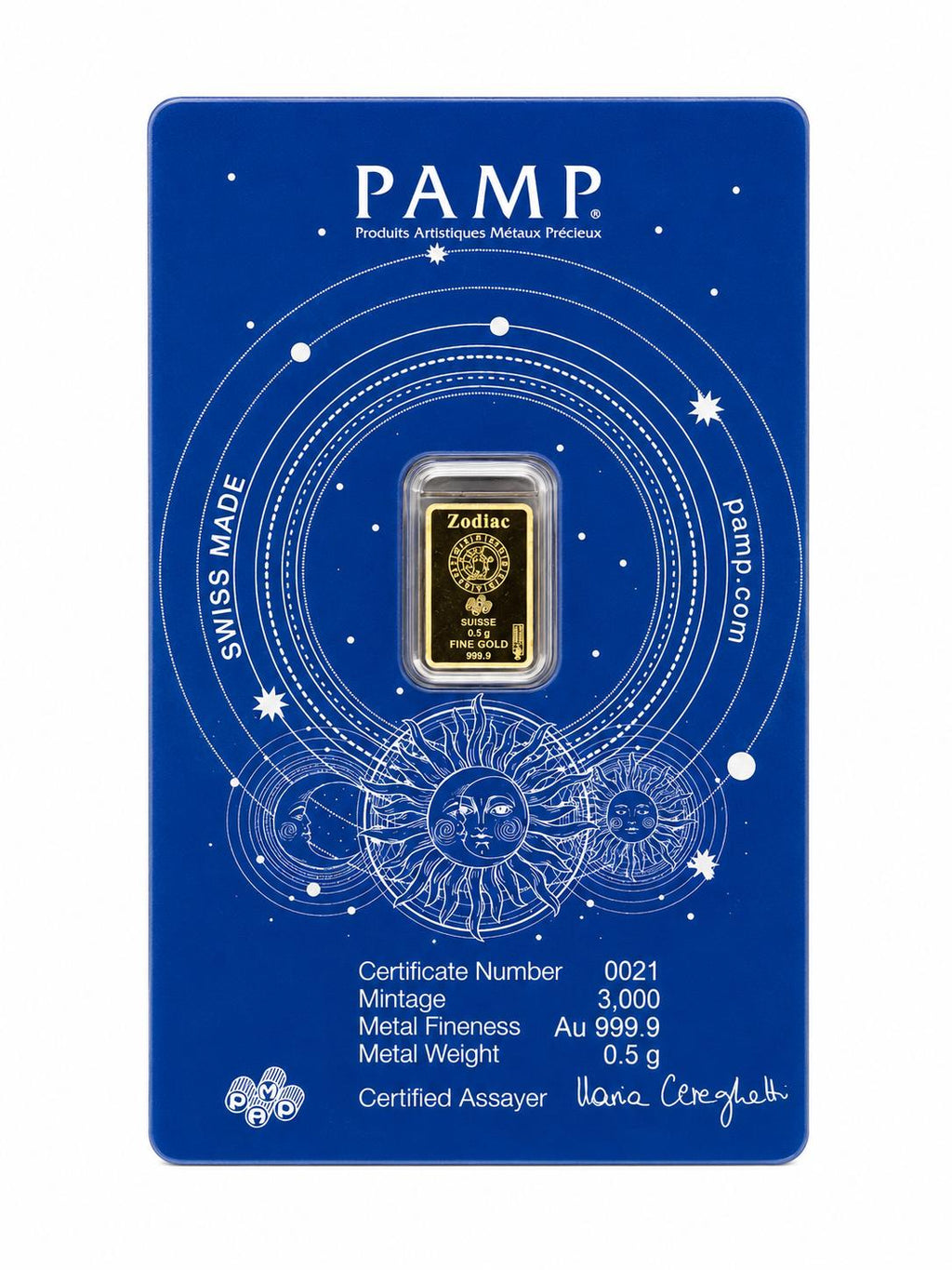 PAMP Leo Zodiac 0.5g .9999 Fine Gold Bar
