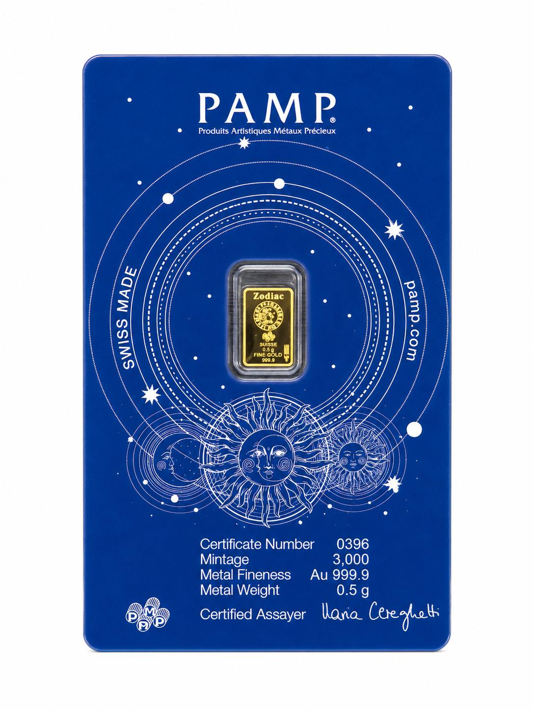 PAMP Scorpio Zodiac 0.5g .9999 Fine Gold Bar