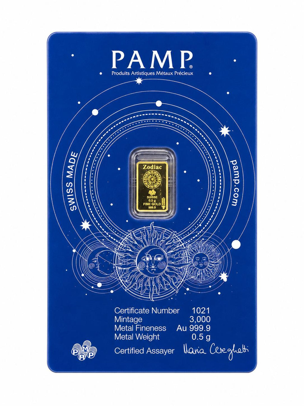 PAMP Aquarius Zodiac 0.5g .9999 Fine Gold Bar