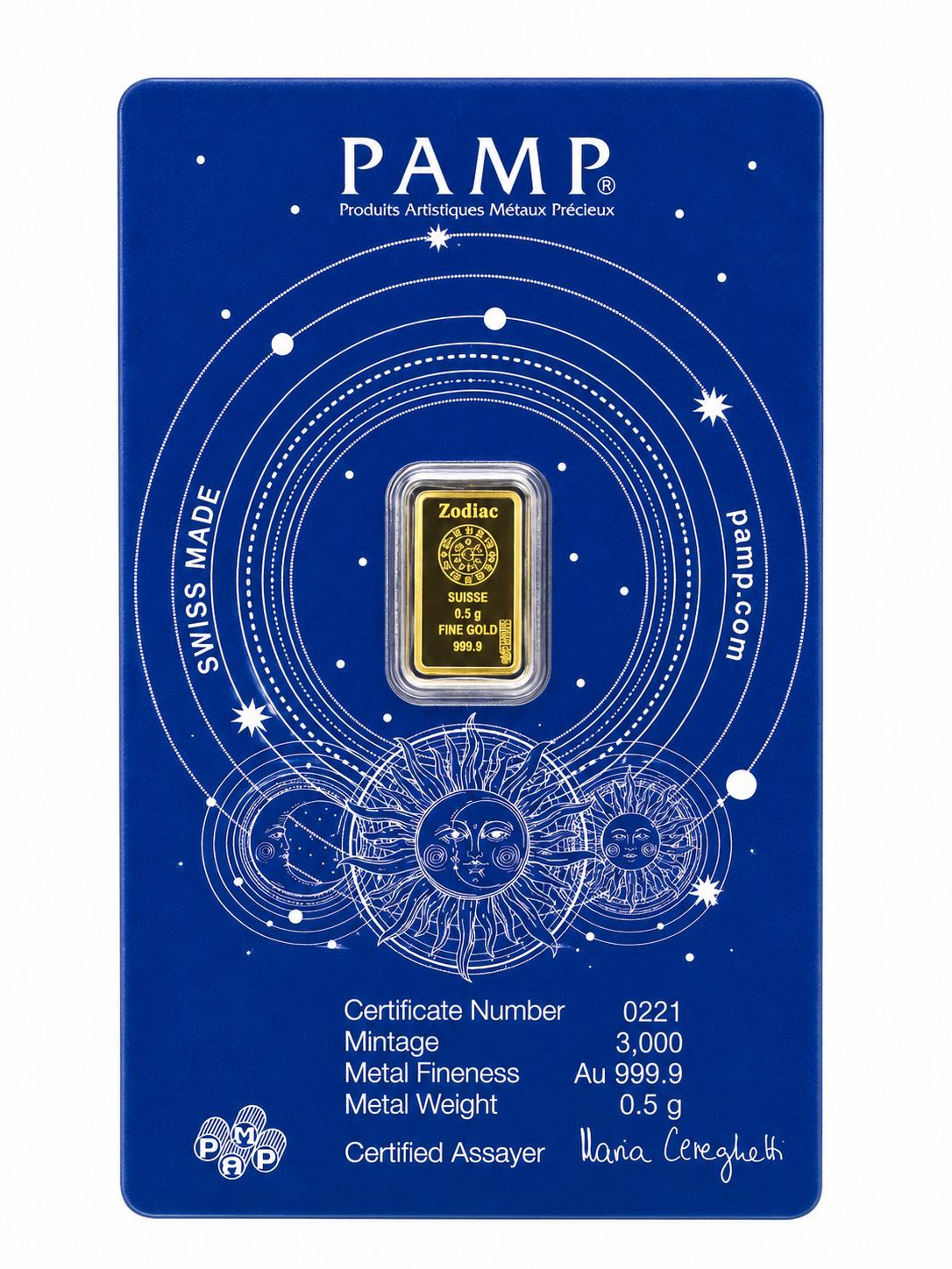 PAMP Cancer Zodiac 0.5g .9999 Fine Gold Bar